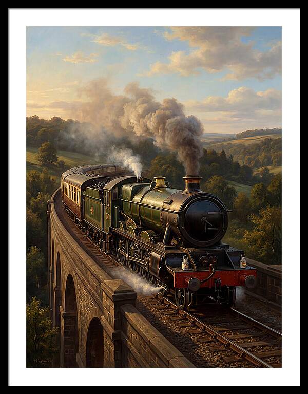 Steam Train Crossing The Viaduct