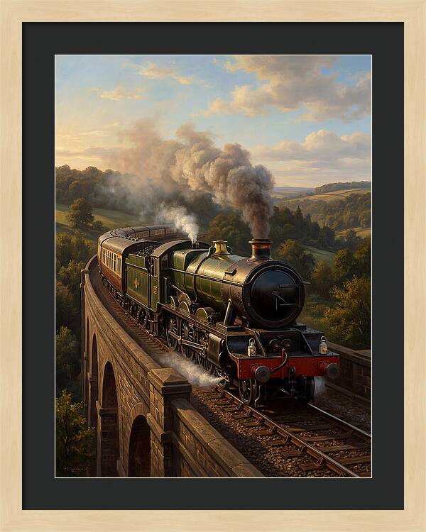 Steam Train Crossing The Viaduct