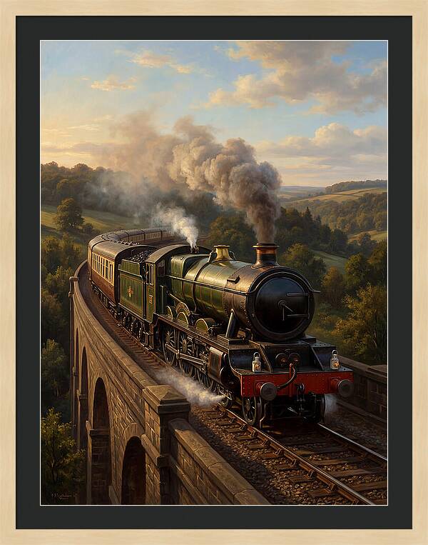 Steam Train Crossing The Viaduct