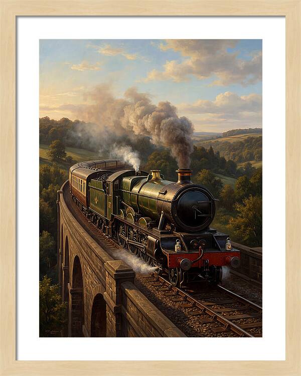 Steam Train Crossing The Viaduct