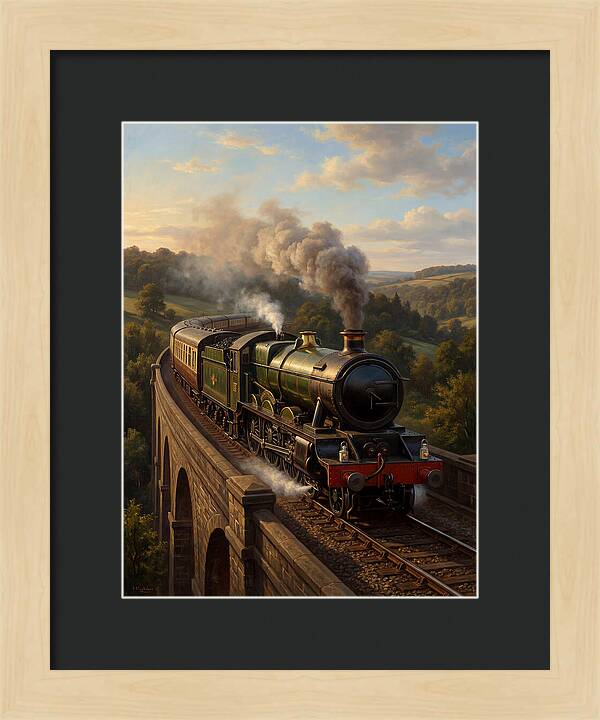 Steam Train Crossing The Viaduct