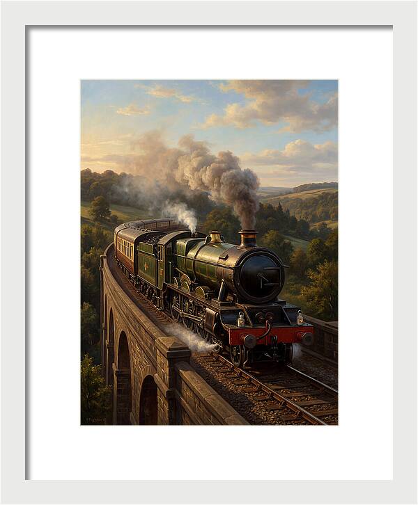 Steam Train Crossing The Viaduct