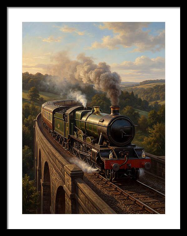 Steam Train Crossing The Viaduct