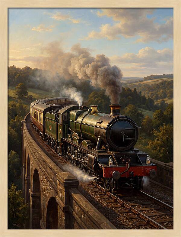 Steam Train Crossing The Viaduct