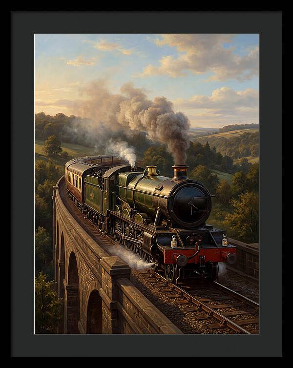 Steam Train Crossing The Viaduct
