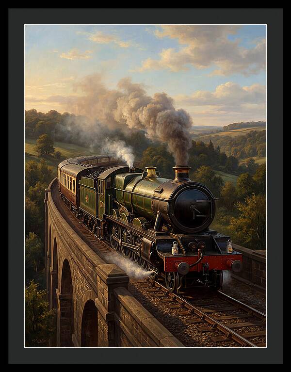 Steam Train Crossing The Viaduct