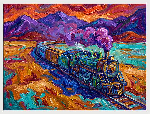 Steam Train In Vibrant Landscape