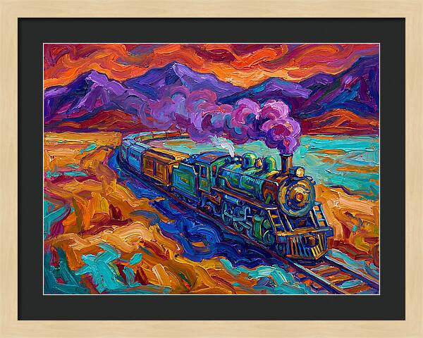 Steam Train In Vibrant Landscape