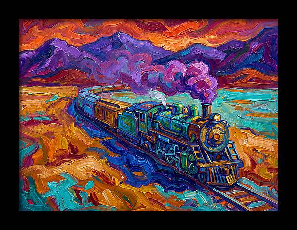 Steam Train In Vibrant Landscape