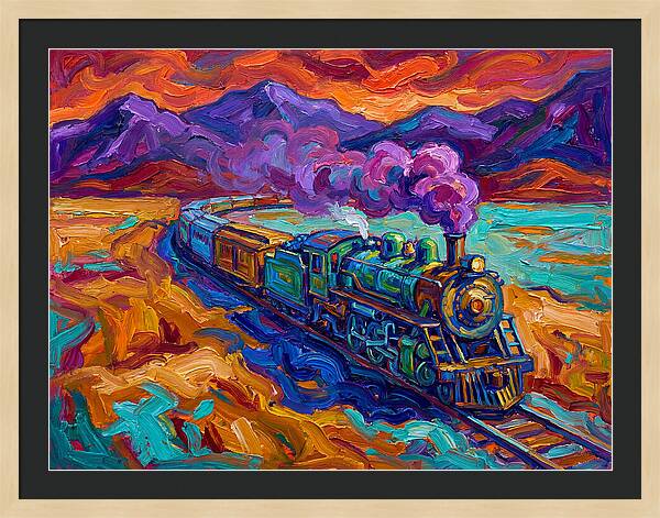 Steam Train In Vibrant Landscape