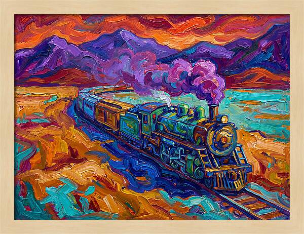 Steam Train In Vibrant Landscape