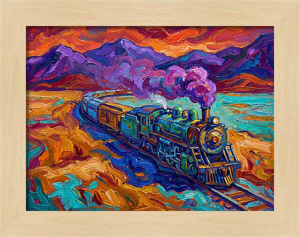 Steam Train In Vibrant Landscape