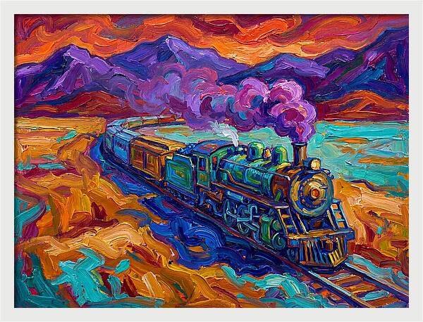 Steam Train In Vibrant Landscape