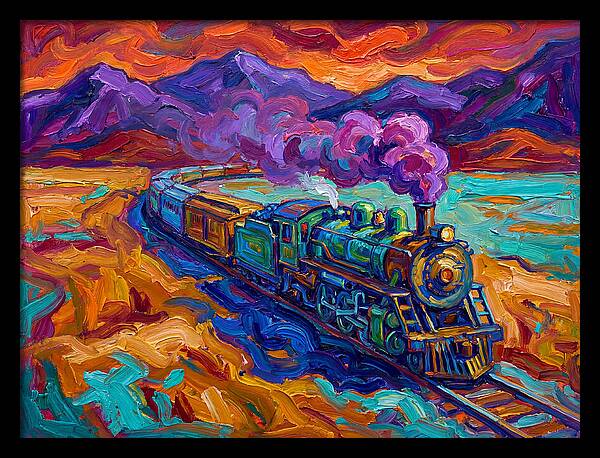 Steam Train In Vibrant Landscape