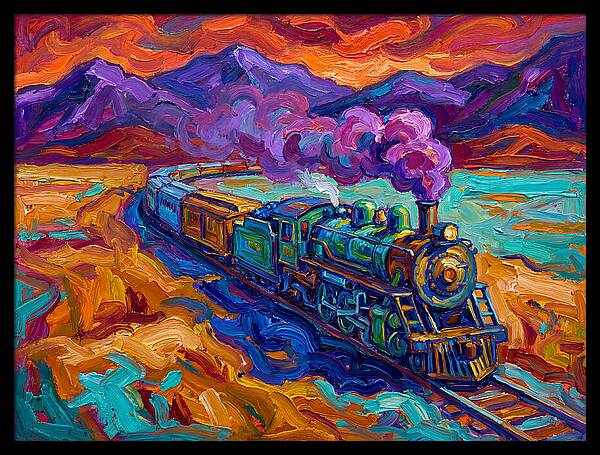 Steam Train In Vibrant Landscape