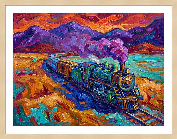 Steam Train In Vibrant Landscape