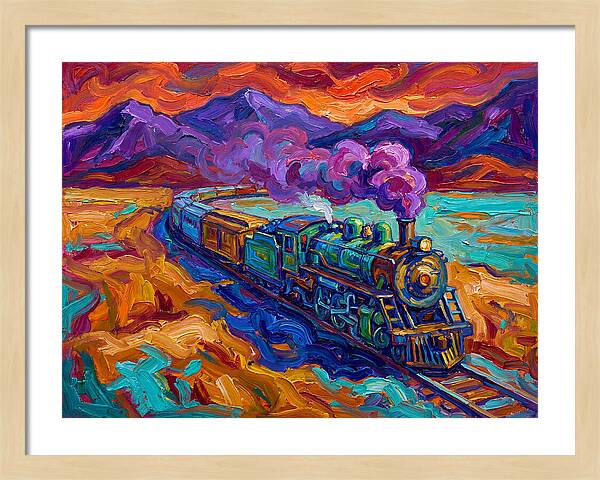 Steam Train In Vibrant Landscape