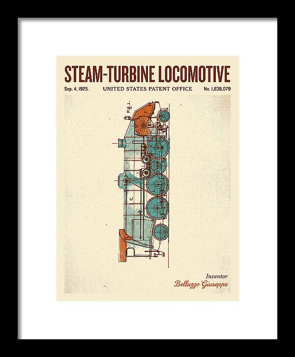 Steam Turbine Locomotive Retro Patent Us1638079