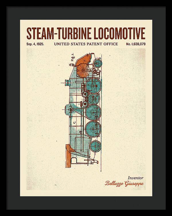 Steam Turbine Locomotive Retro Patent Us1638079