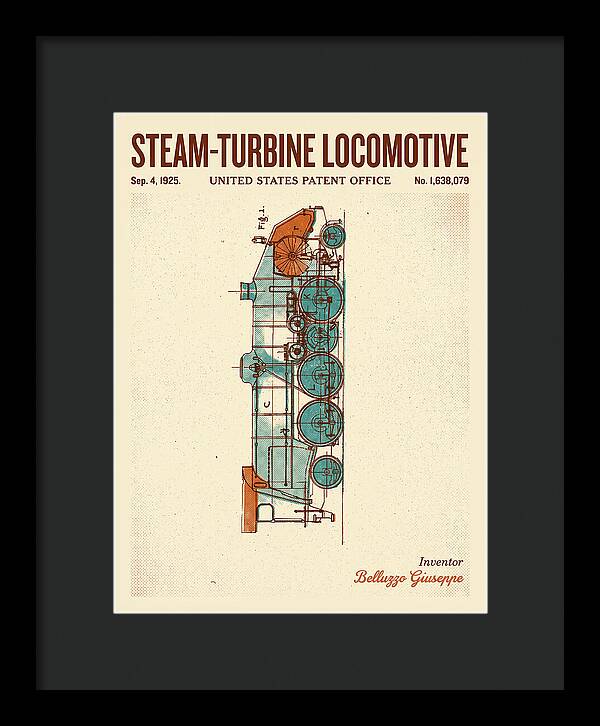 Steam Turbine Locomotive Retro Patent Us1638079