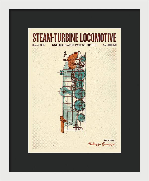Steam Turbine Locomotive Retro Patent Us1638079