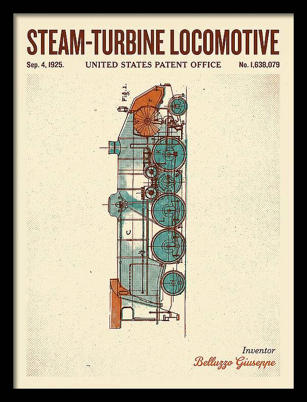 Steam Turbine Locomotive Retro Patent Us1638079