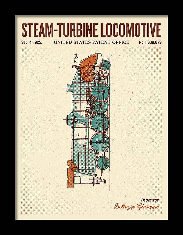 Steam Turbine Locomotive Retro Patent Us1638079