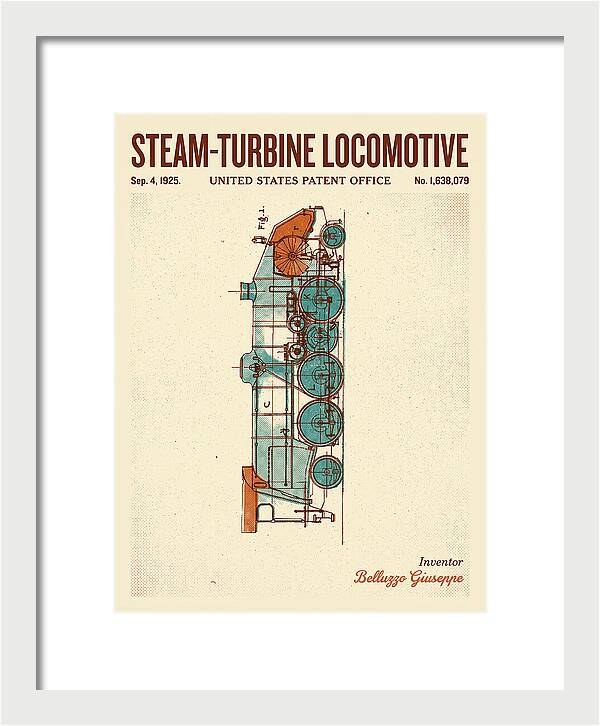 Steam Turbine Locomotive Retro Patent Us1638079