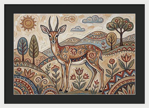 Steenbok In Folk Art Style