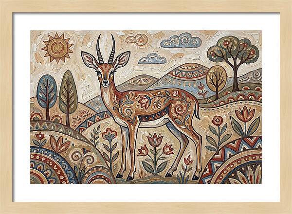 Steenbok In Folk Art Style