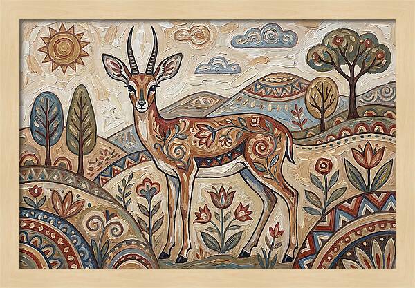 Steenbok In Folk Art Style
