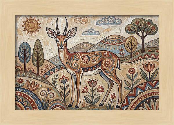 Steenbok In Folk Art Style