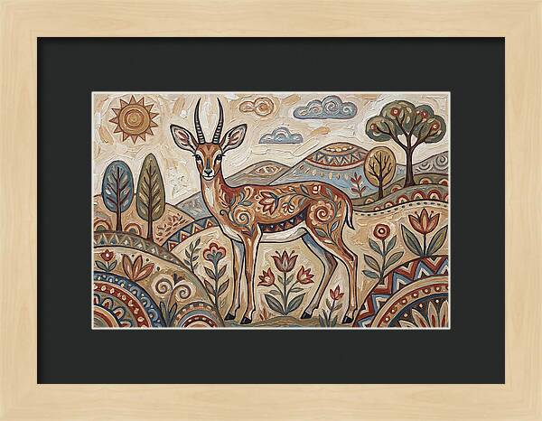 Steenbok In Folk Art Style