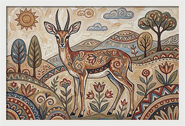 Steenbok In Folk Art Style