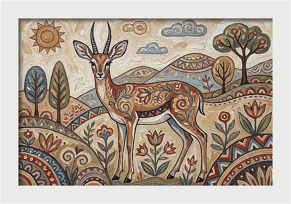Steenbok In Folk Art Style