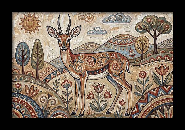 Steenbok In Folk Art Style