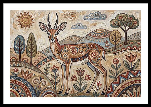 Steenbok In Folk Art Style