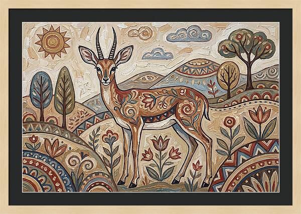 Steenbok In Folk Art Style
