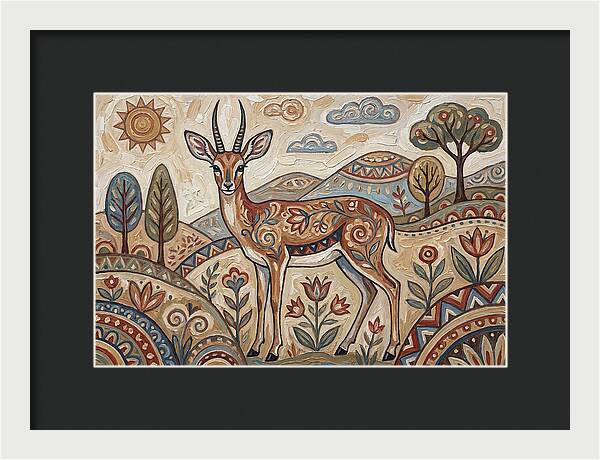 Steenbok In Folk Art Style