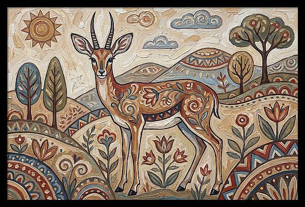 Steenbok In Folk Art Style