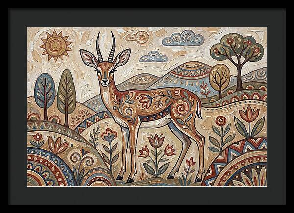 Steenbok In Folk Art Style