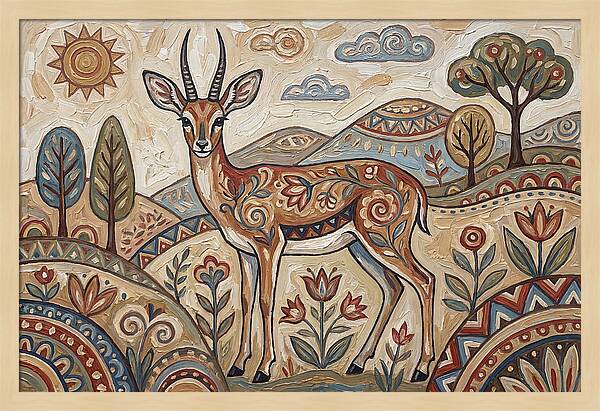 Steenbok In Folk Art Style