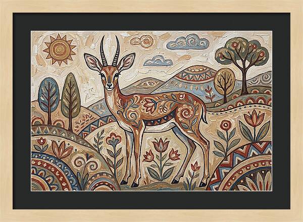 Steenbok In Folk Art Style