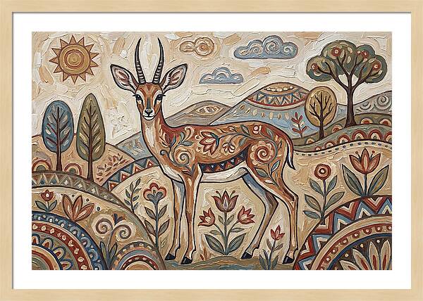 Steenbok In Folk Art Style