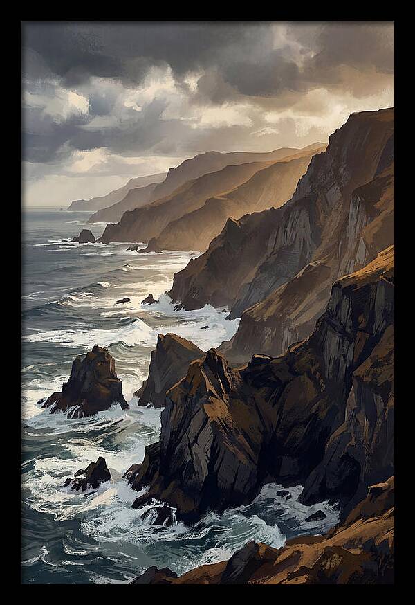 Steep Coastline Carved By Waves