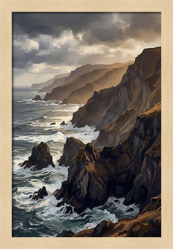 Steep Coastline Carved By Waves