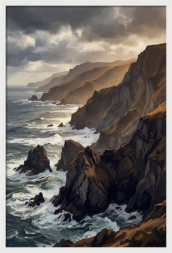 Steep Coastline Carved By Waves