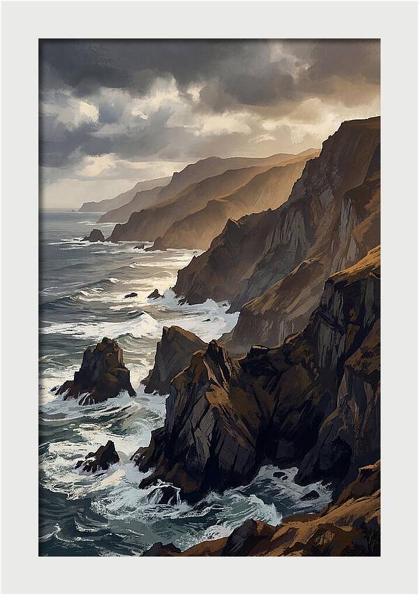 Steep Coastline Carved By Waves