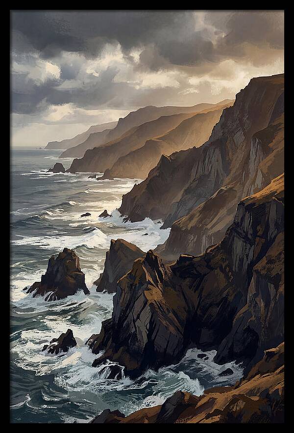 Steep Coastline Carved By Waves