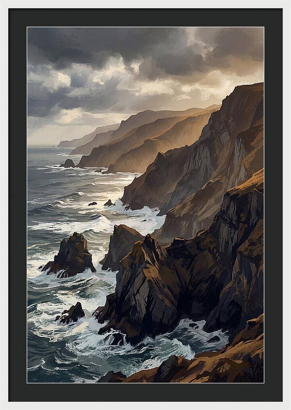 Steep Coastline Carved By Waves